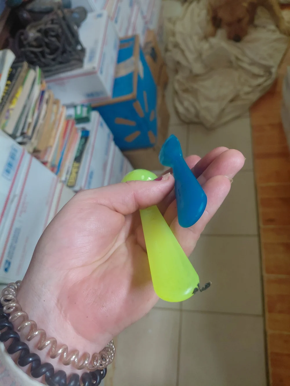 Reusable Blue & Lime Plastic Fork and Spoon Set - Unbranded